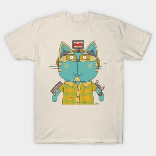 Cat Goof Computer Gamer Nerd T-Shirt